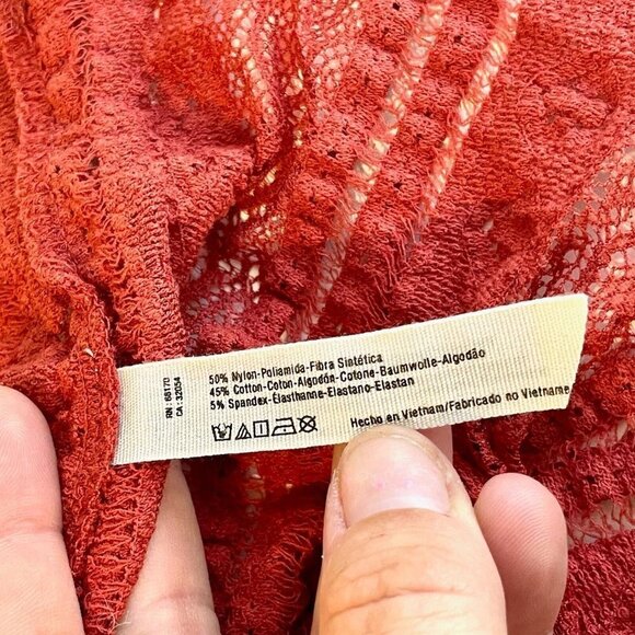 Intimately Free People Peplum Lace Tank Top Small Rust Orange Sleeveless Sheer - Picture 7 of 9